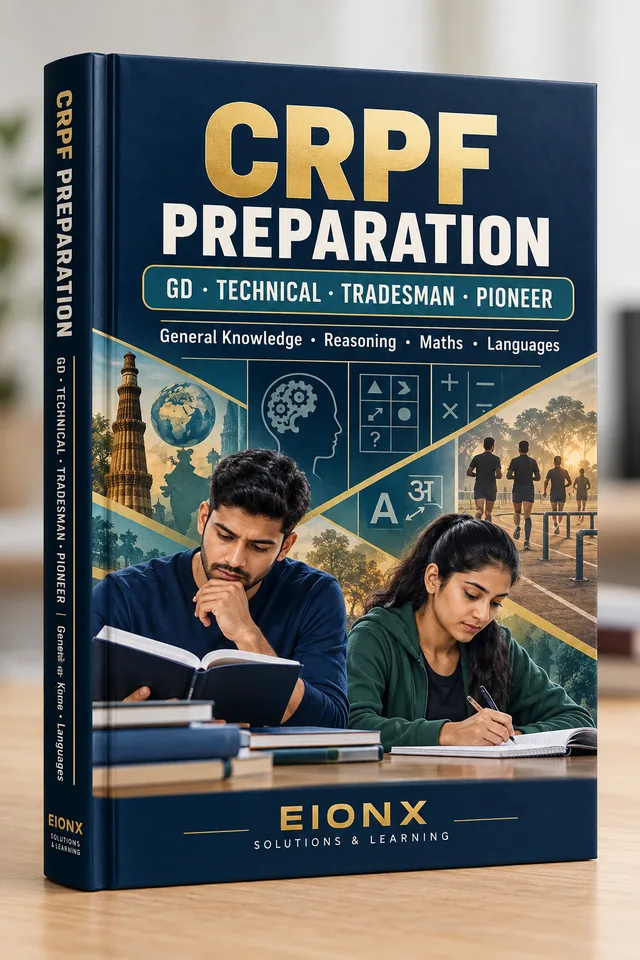 CRPF — GD, Technical, Tradesman & Pioneer course book illustration for EIONX Learning in Jabalpur